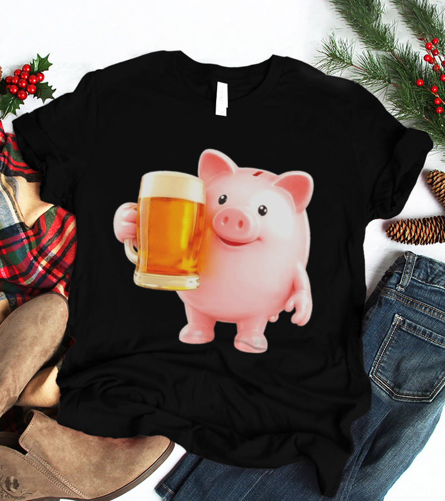 Piggy Bank With Beer Save Money Concept T-Shirt