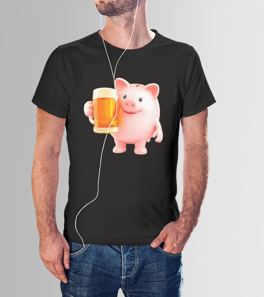 Piggy Bank With Beer Save Money Concept T-Shirt