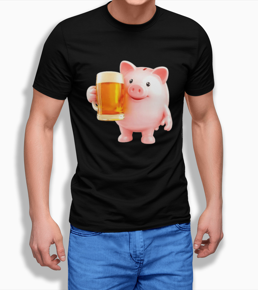 Piggy Bank With Beer Save Money Concept T-Shirt