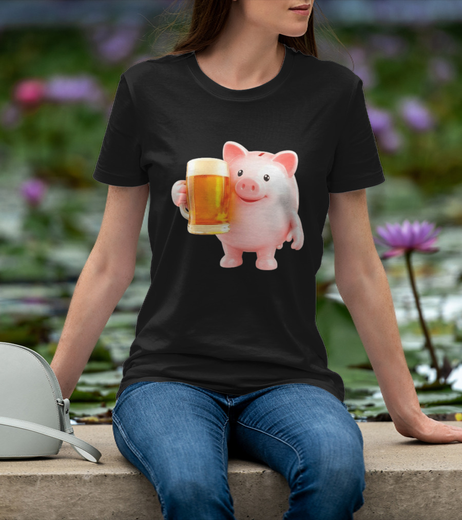 Piggy Bank With Beer Save Money Concept T-Shirt