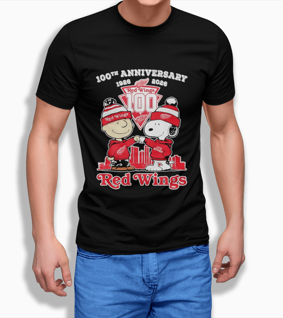 Charlie Brown Snoopy Red Wings 100th Anniversary 1926 2026 T-Shirt