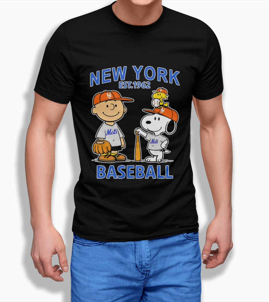Charlie Brown And Snoopy New York Mets Baseball Est 1962 T-Shirt