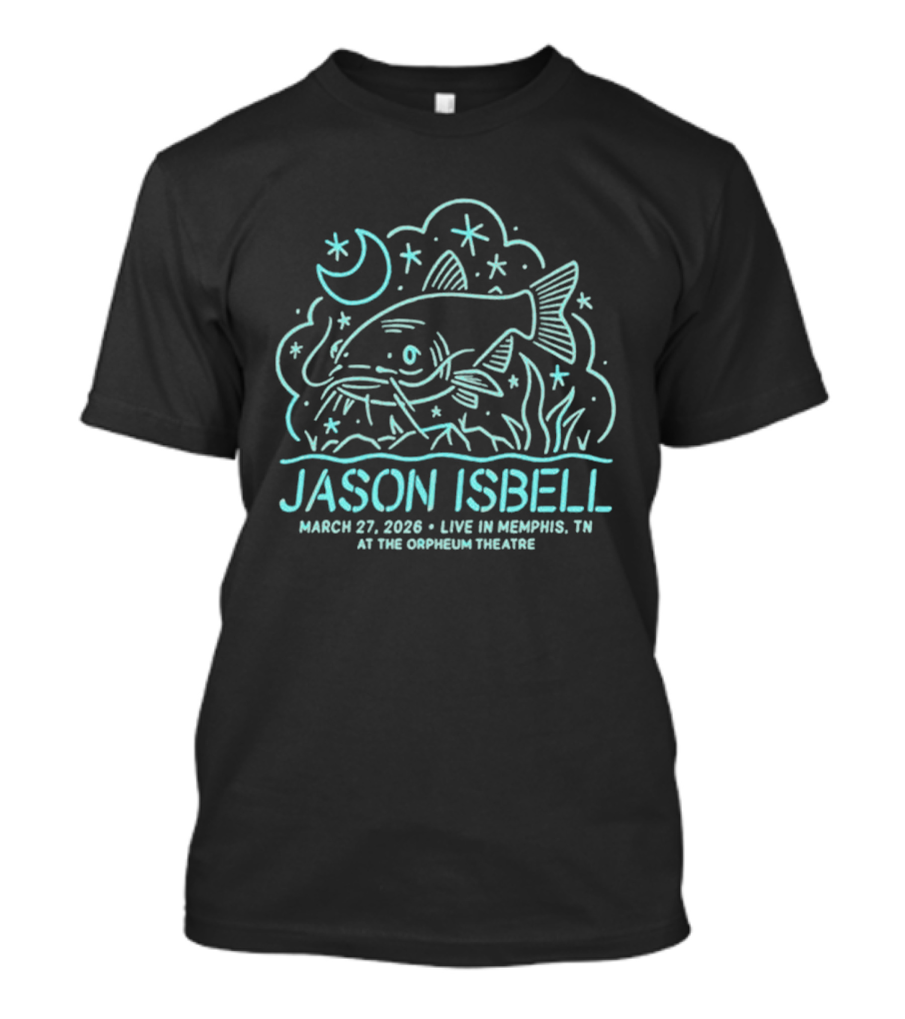 Jason Isbell Live In Memphis TN March 27 2026 Orpheum Theatre Moon And Fish Stars T-Shirt