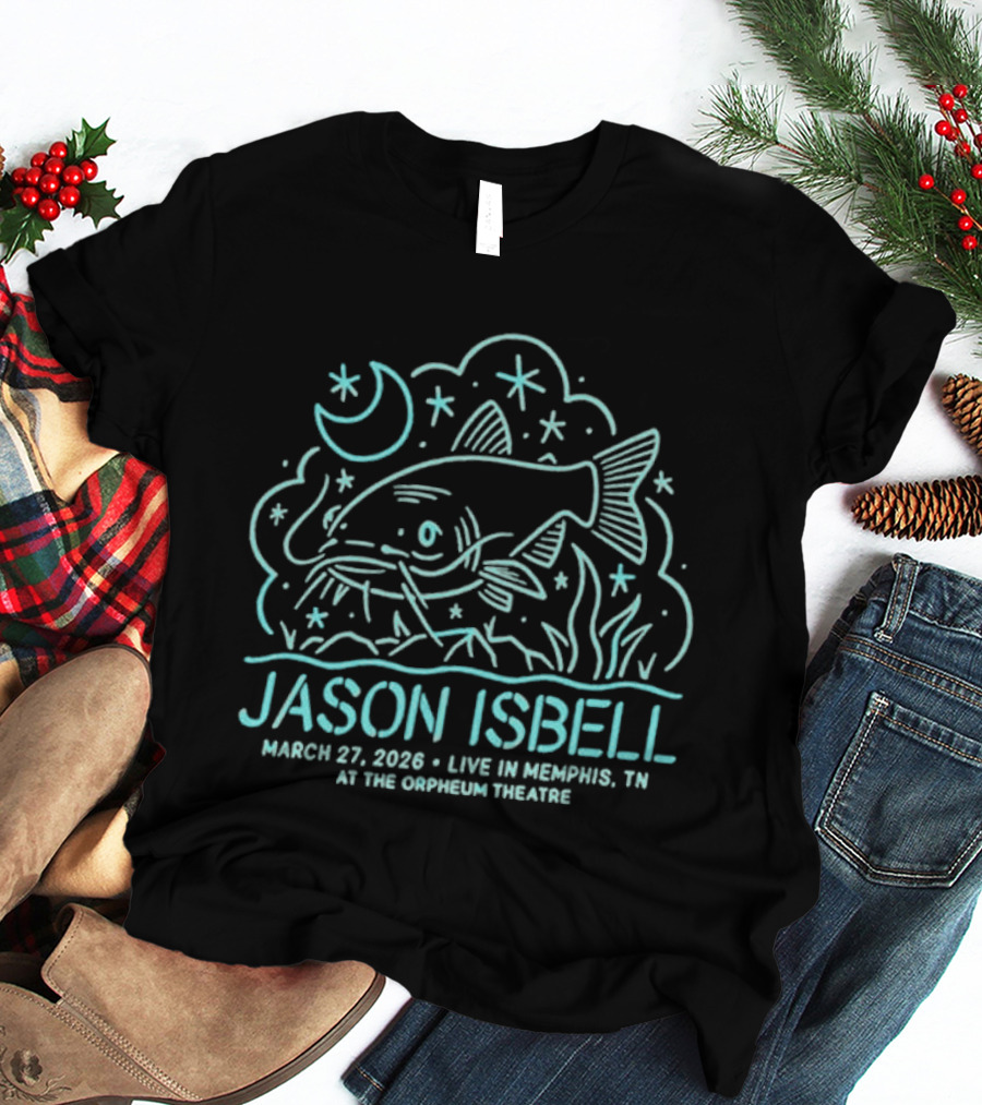 Jason Isbell Live In Memphis TN March 27 2026 Orpheum Theatre Moon And Fish Stars T-Shirt