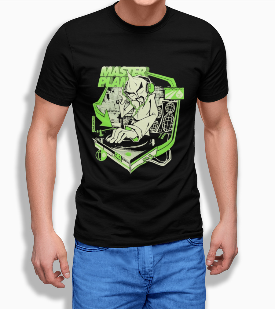 Chop Chop Master Onion Master Plan Records DJ Turntable Headphones T-Shirt