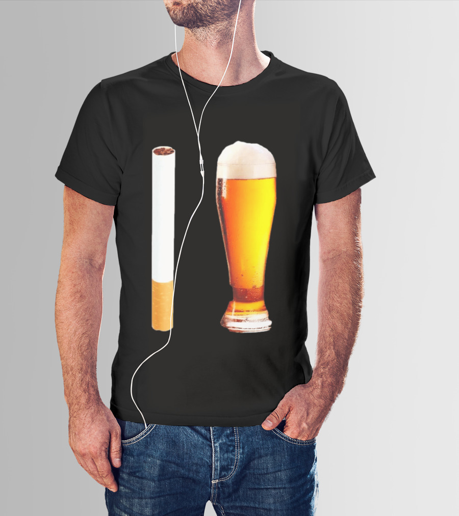Cigarette And Beer Combo Classic Symbolic Pair T-Shirt
