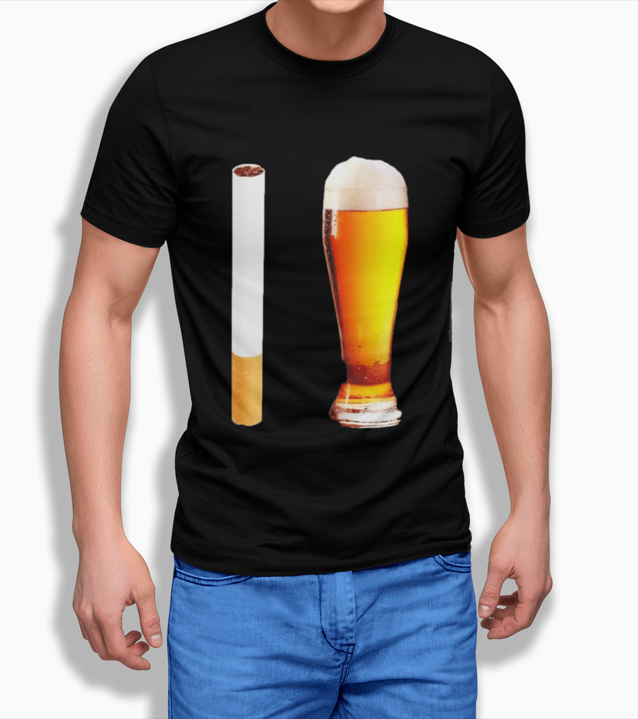Cigarette And Beer Combo Classic Symbolic Pair T-Shirt