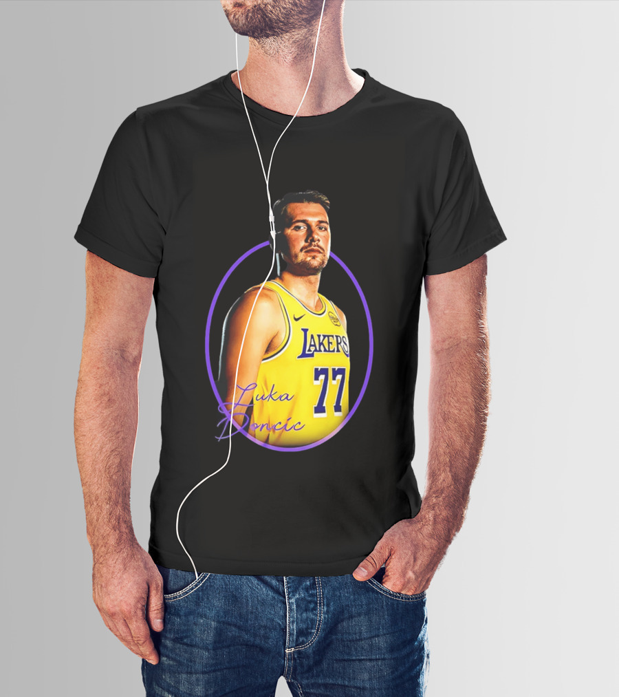 Los Angeles Lakers Luka Doncic 77 Yellow Jersey Image T-Shirt