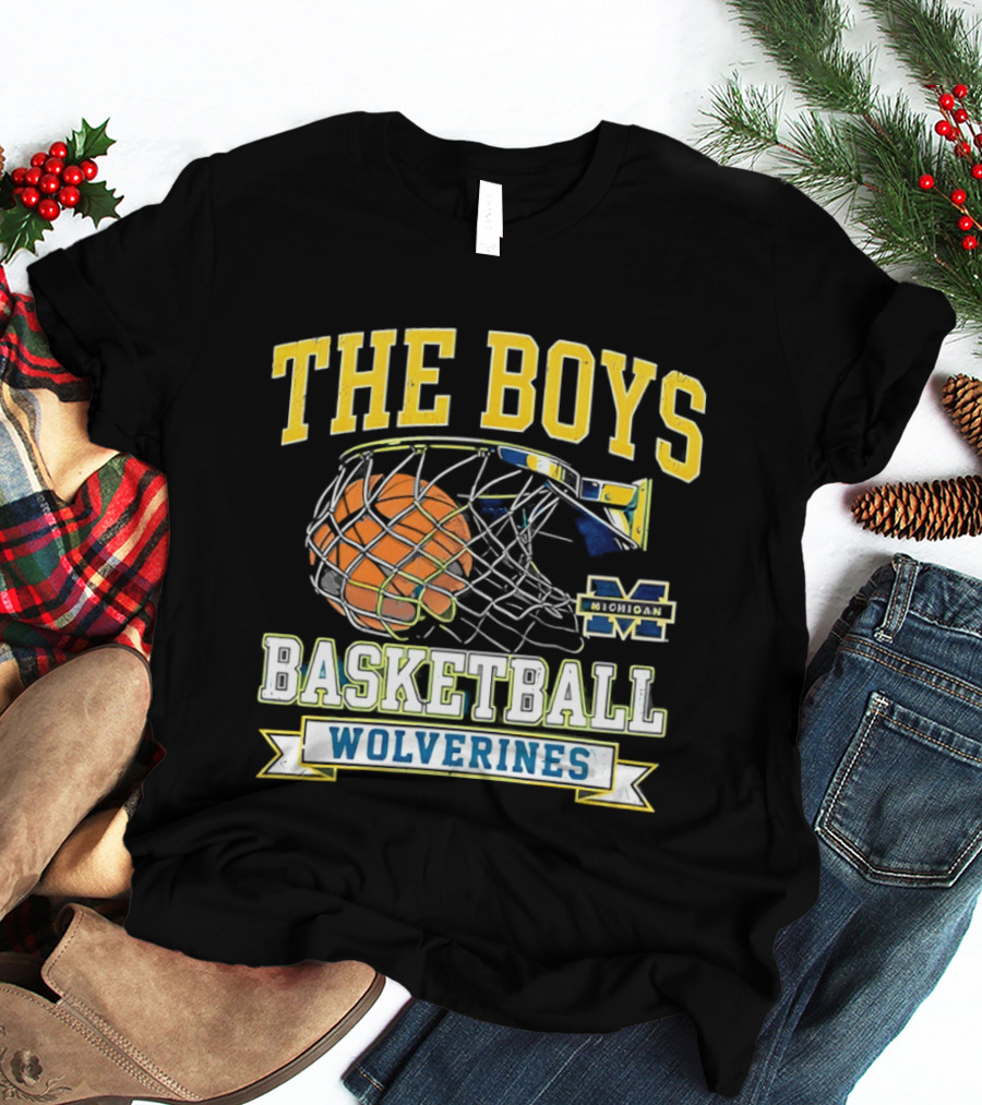 The Boys Basketball Wolverines Michigan M Hoops Sports Team T-Shirt