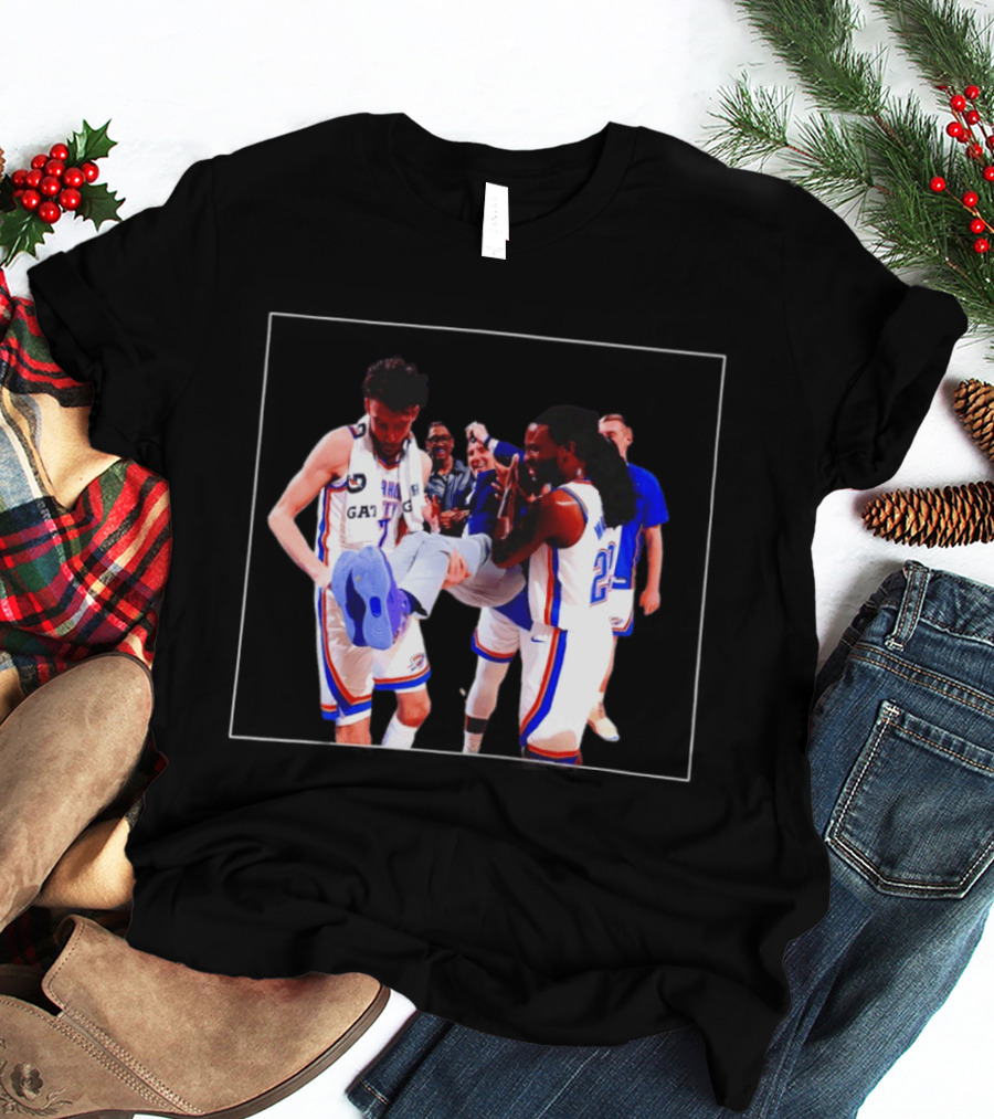 Oklahoma City Thunder Gallo Chet Holmgren Team Celebration T-Shirt