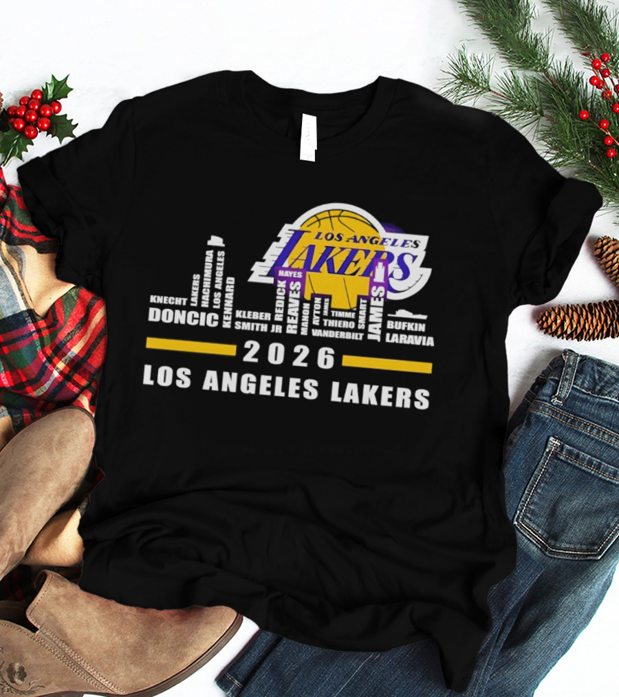NBA Los Angeles Lakers 2026 Skyline Hayes And Doncic T-Shirt