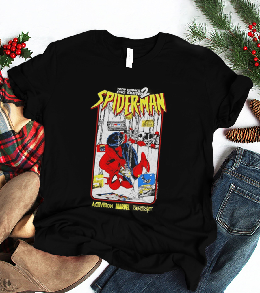 Spider Man Marvel Comics Tony Hawk's Pro Skater 2 Video Game Scene T-Shirt
