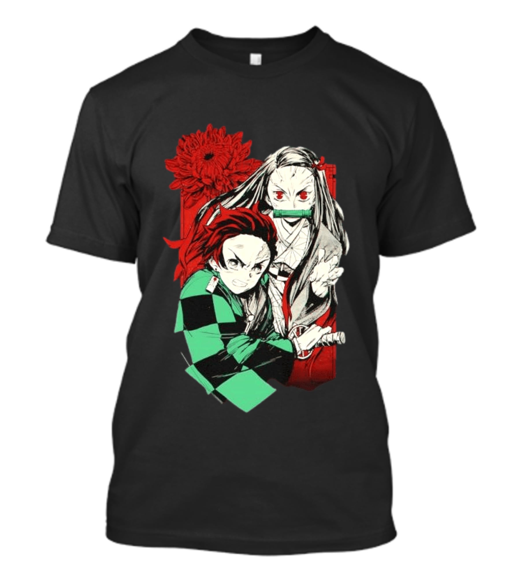 Tanjiro And Nezuko Demon Slayer Manga Red Flower T-Shirt