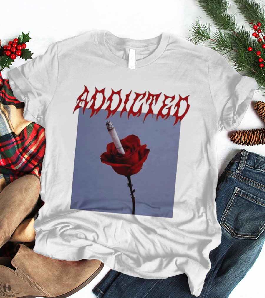 Addicted Smoking Roses Metal Aesthetic T-Shirt
