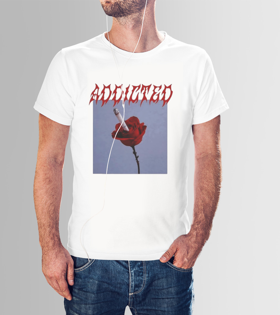 Addicted Smoking Roses Metal Aesthetic T-Shirt
