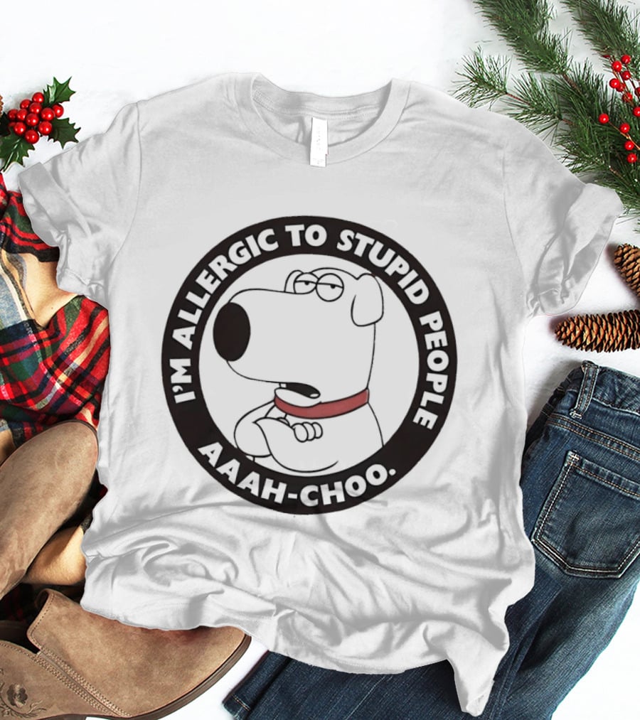 I'm Allergic To Stupid People Aaah Choo Red Collar Dog T-Shirt