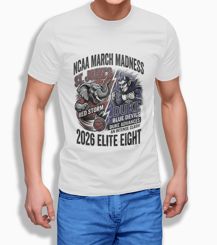 NCAA March Madness 2026 Elite Eight St. John's Red Storm Vs Duke Blue Devils T-Shirt