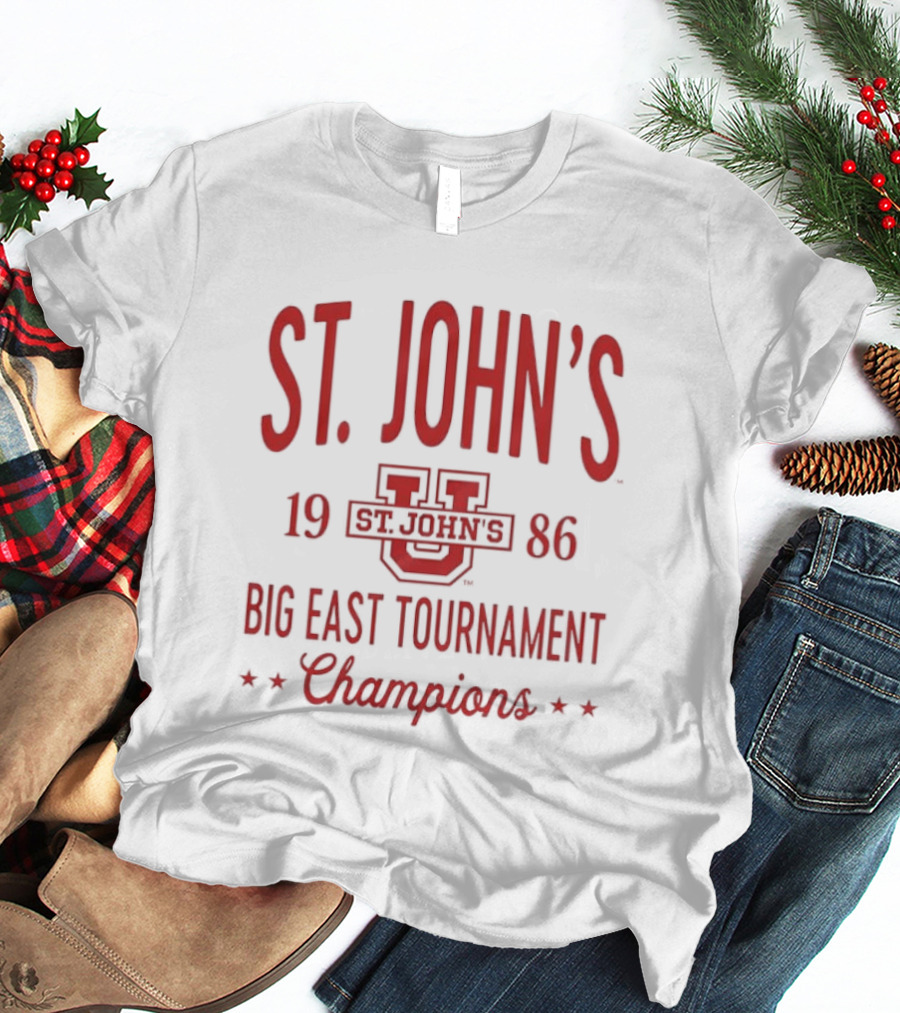 St. John's Red Storm 1986 Big East Tournament Champions NCAA Basketball T-Shirt