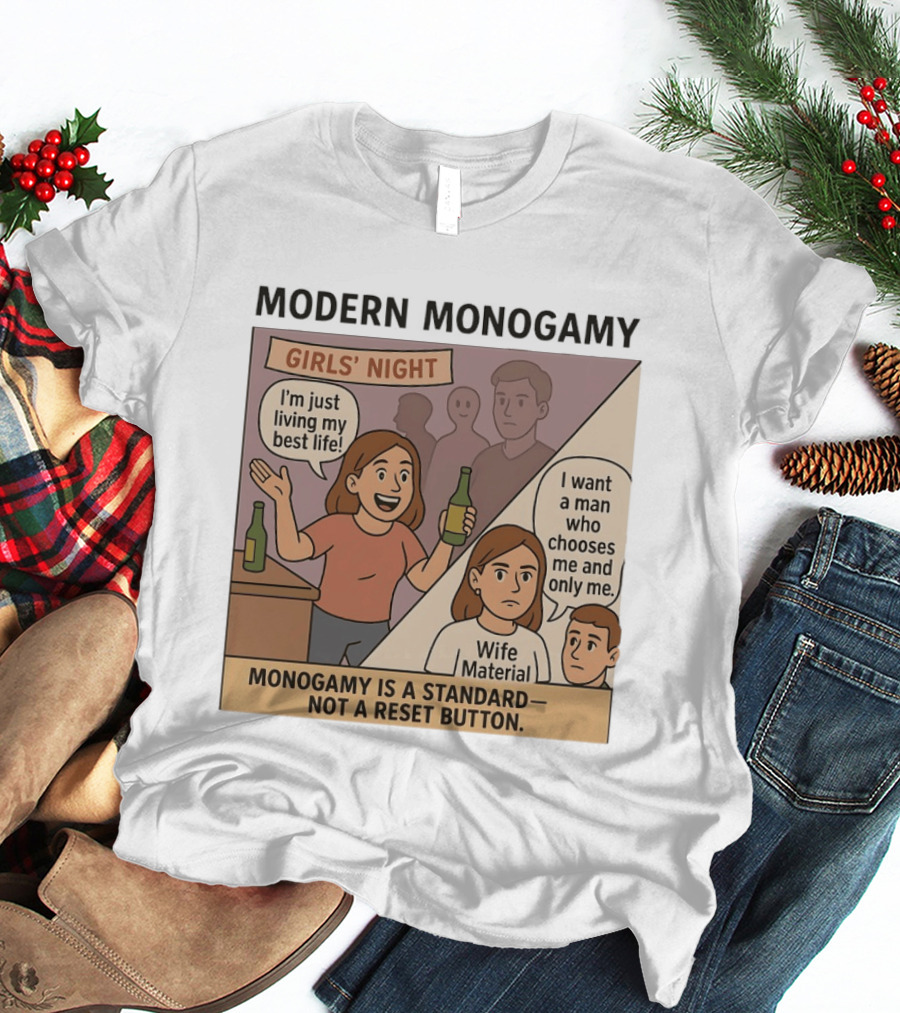 Modern Monogamy Girls' Night I'm Just Living My Best Life Wife Material Monogamy Is A Standard T-Shirt