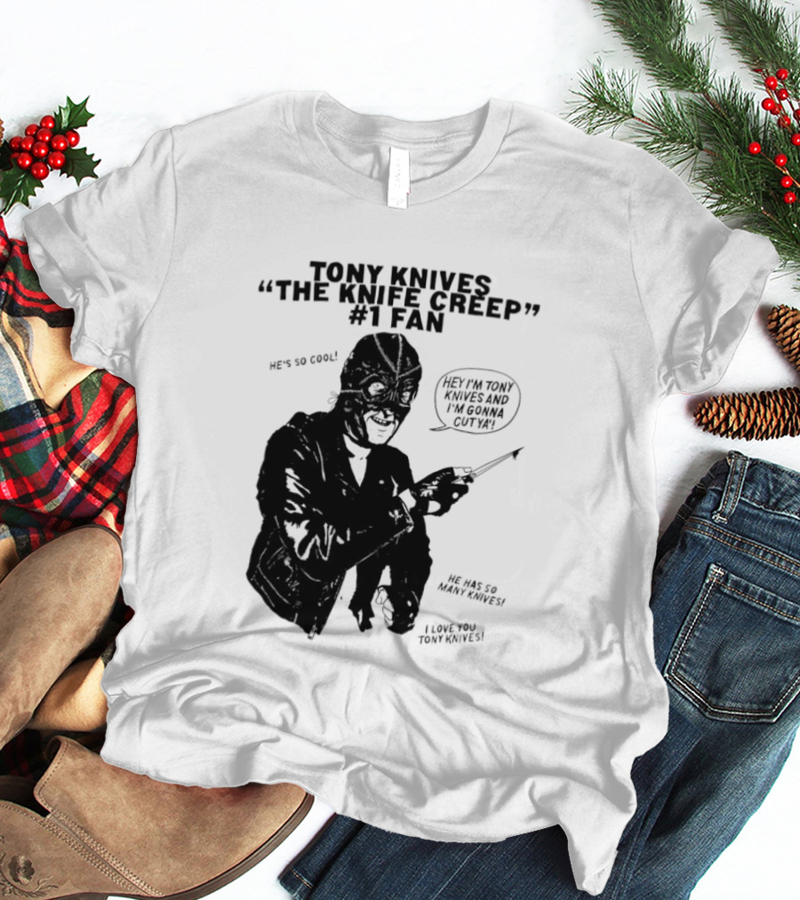 Tony Knives The Knife Creep Volume One Leather Jacket Mysterious True Crime Legendary Horror Movie Night Stalk Western Adventure T-Shirt