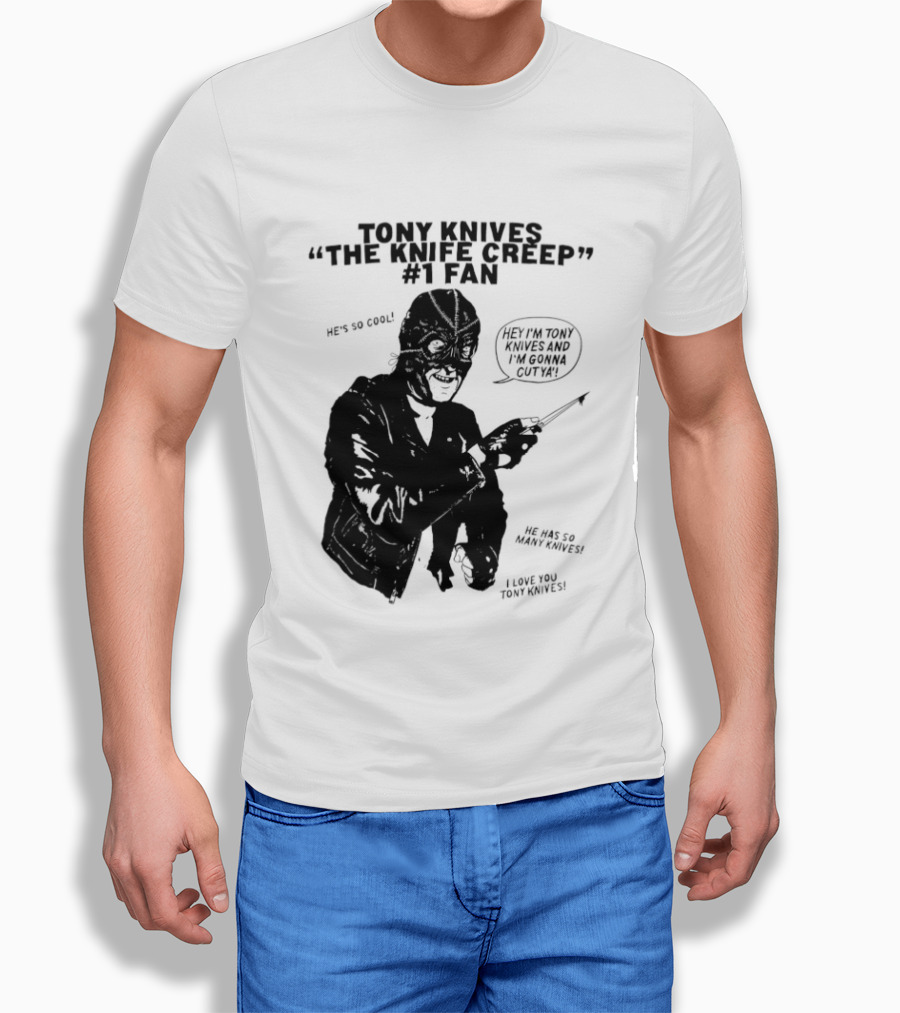 Tony Knives The Knife Creep Volume One Leather Jacket Mysterious True Crime Legendary Horror Movie Night Stalk Western Adventure T-Shirt