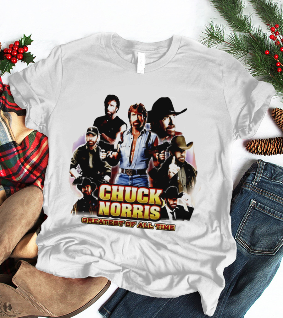 Chuck Norris Greatest Of All Time Retro Collage T-Shirt