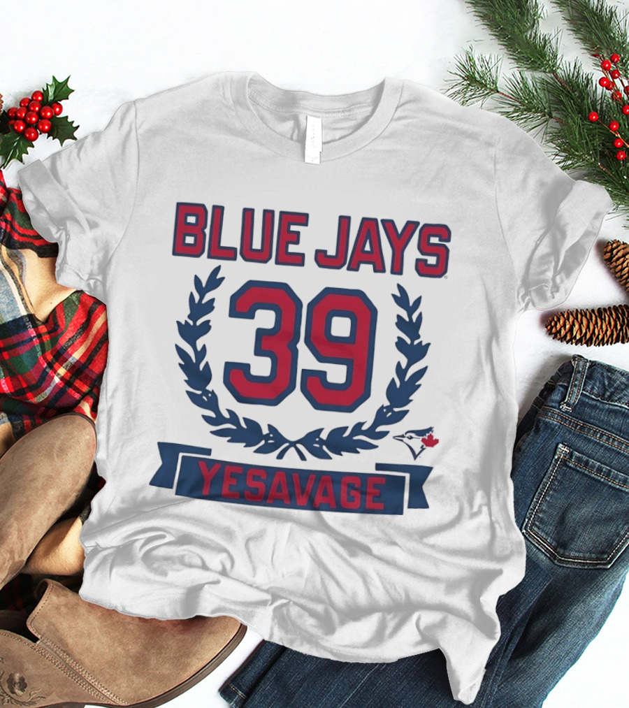 Blue Jays 39 Yesavage Wreath Toronto Rookie T-Shirt