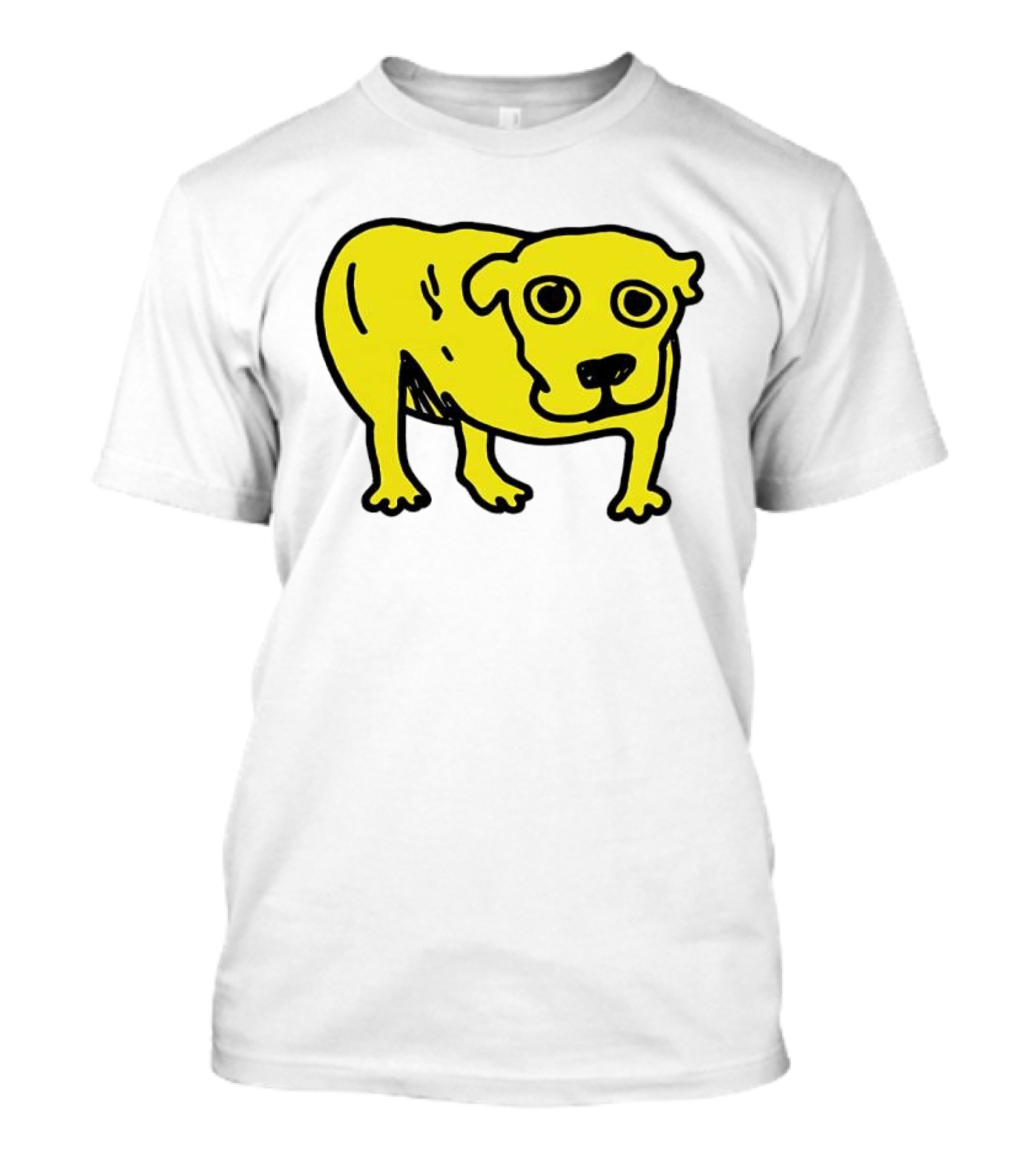 Tripod Dog Doodle Minimalist Yellow Canine Drawing T-Shirt