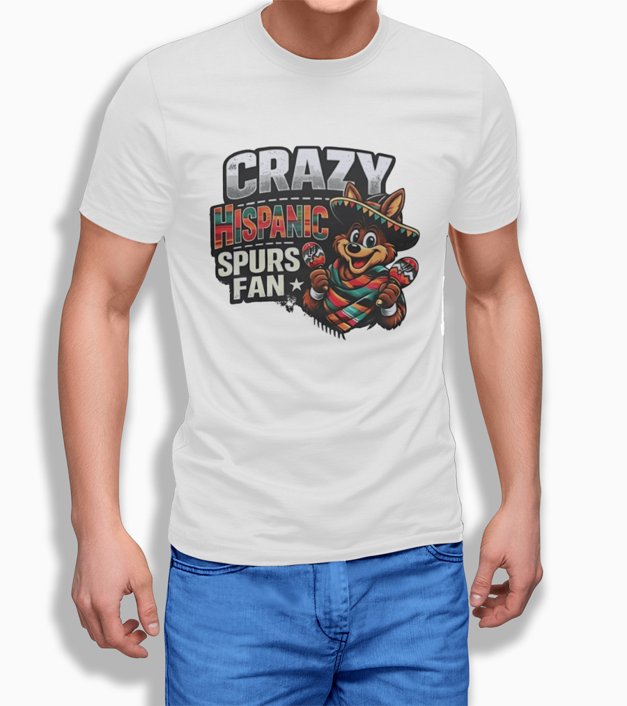 San Antonio Spurs Crazy Hispanic Spurs Fan Fiesta Coyote With Sombrero And Maracas T-Shirt