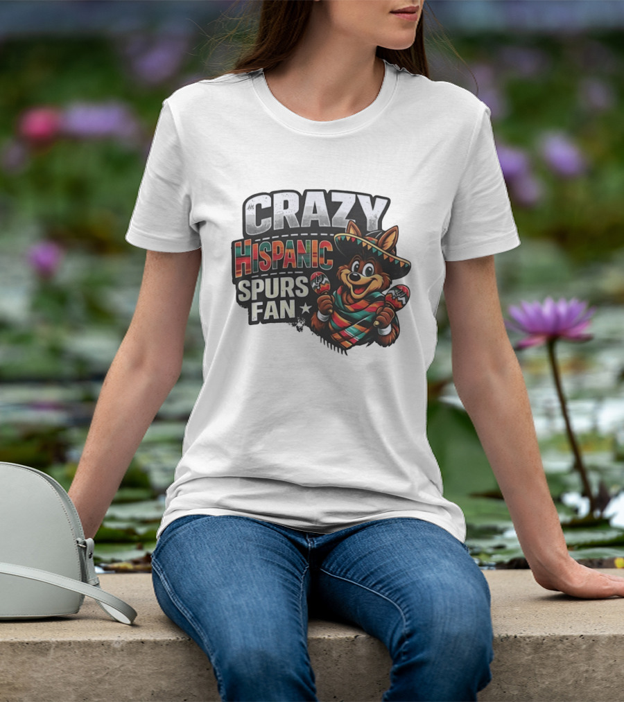 San Antonio Spurs Crazy Hispanic Spurs Fan Fiesta Coyote With Sombrero And Maracas T-Shirt