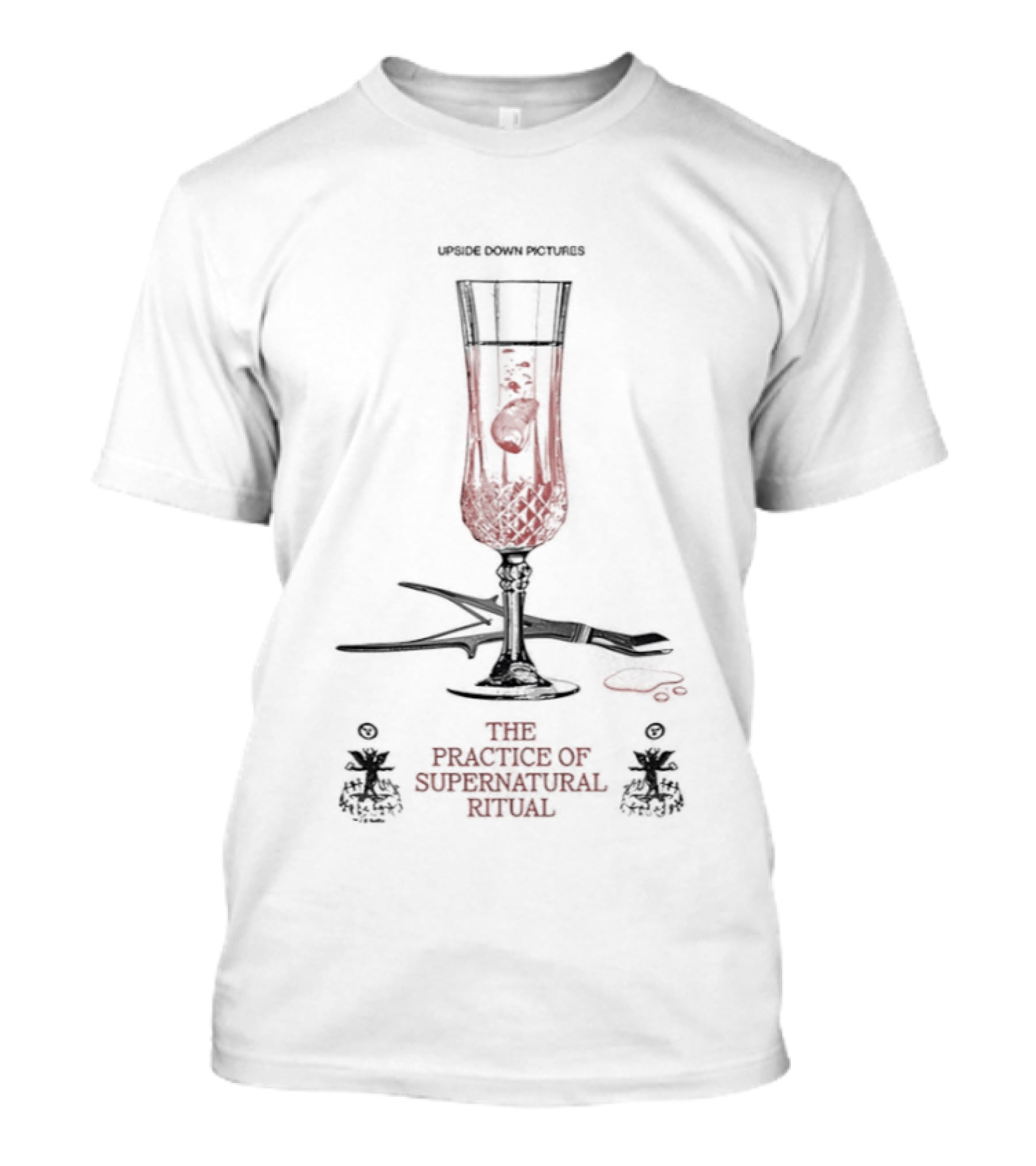 Upside Down Pictures The Practice Of Supernatural Ritual With Hourglass And Skull T-Shirt