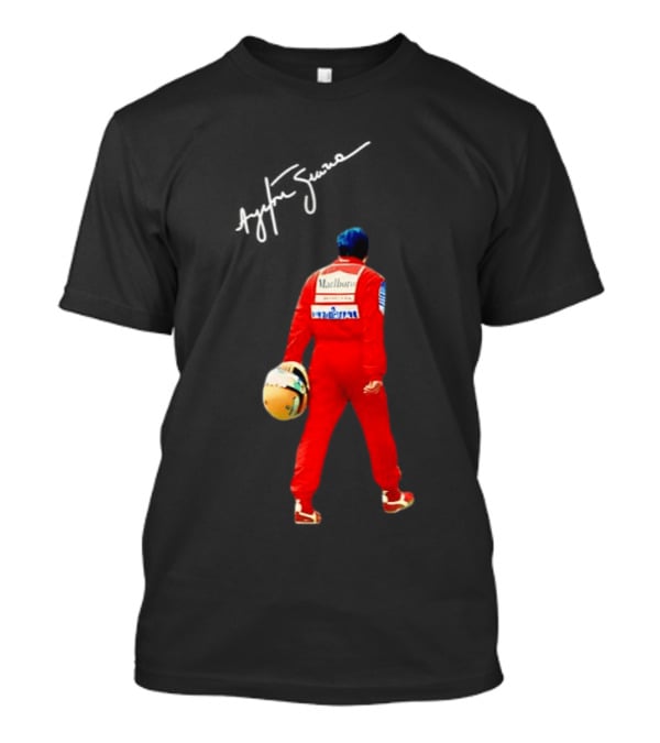 Ayrton Senna Racing Motorsport Legend Marlboro McLaren F1 Driver Iconic Branding T-Shirt
