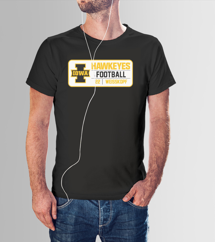 Iowa Hawkeyes Football 22 Weisskopf Black Gold T-Shirt