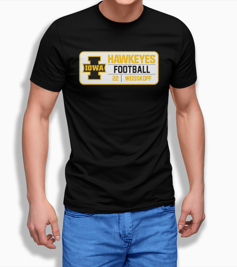 Iowa Hawkeyes Football 22 Weisskopf Black Gold T-Shirt