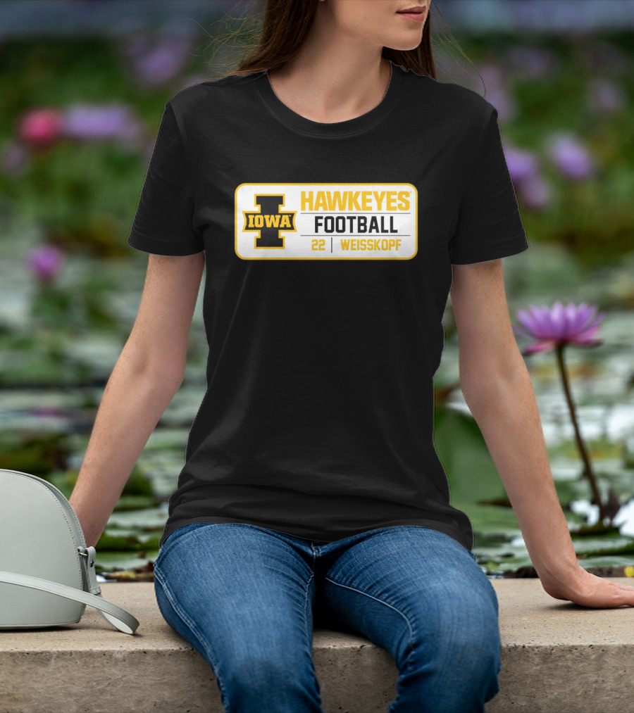 Iowa Hawkeyes Football 22 Weisskopf Black Gold T-Shirt