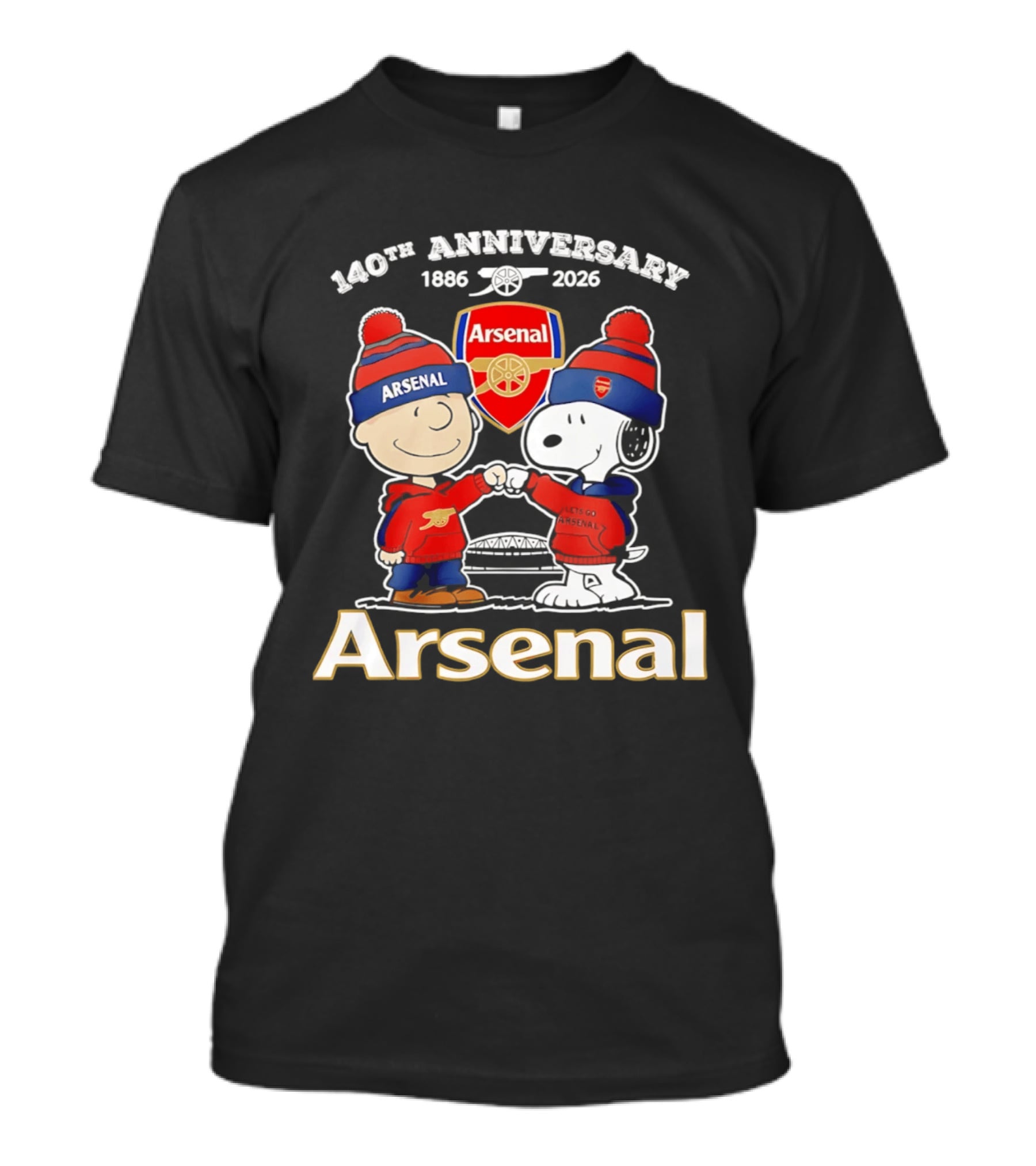 Charlie Brown Snoopy Arsenal 140th Anniversary 1886 2026 T-Shirt