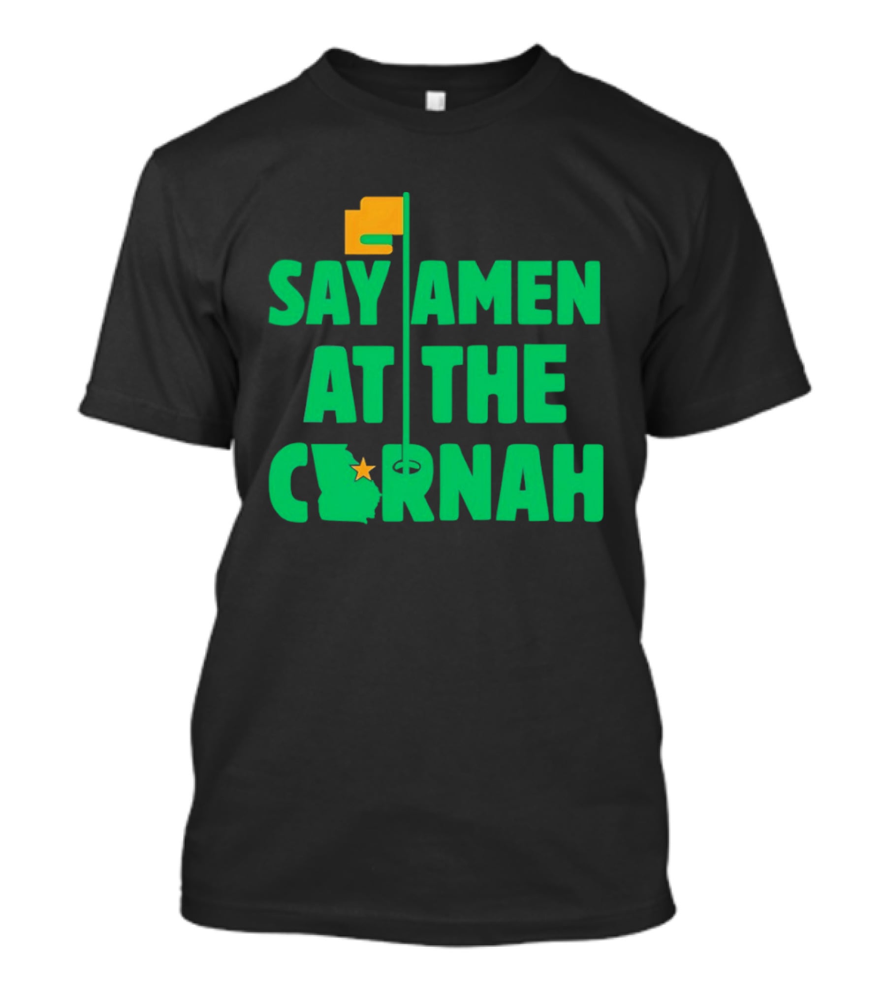 Say Amen At The Cornah Golf Flag Star Motif T-Shirt