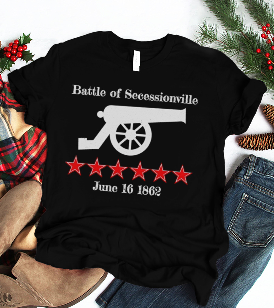 Battle Of Secessionville June 16 1862 War Cannon Six Red Stars T-Shirt