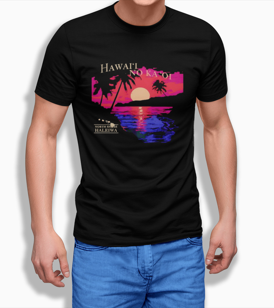 Hawai'i No Ka 'Oi Sunset Behind Mountains North Shore Haleiwa T-Shirt