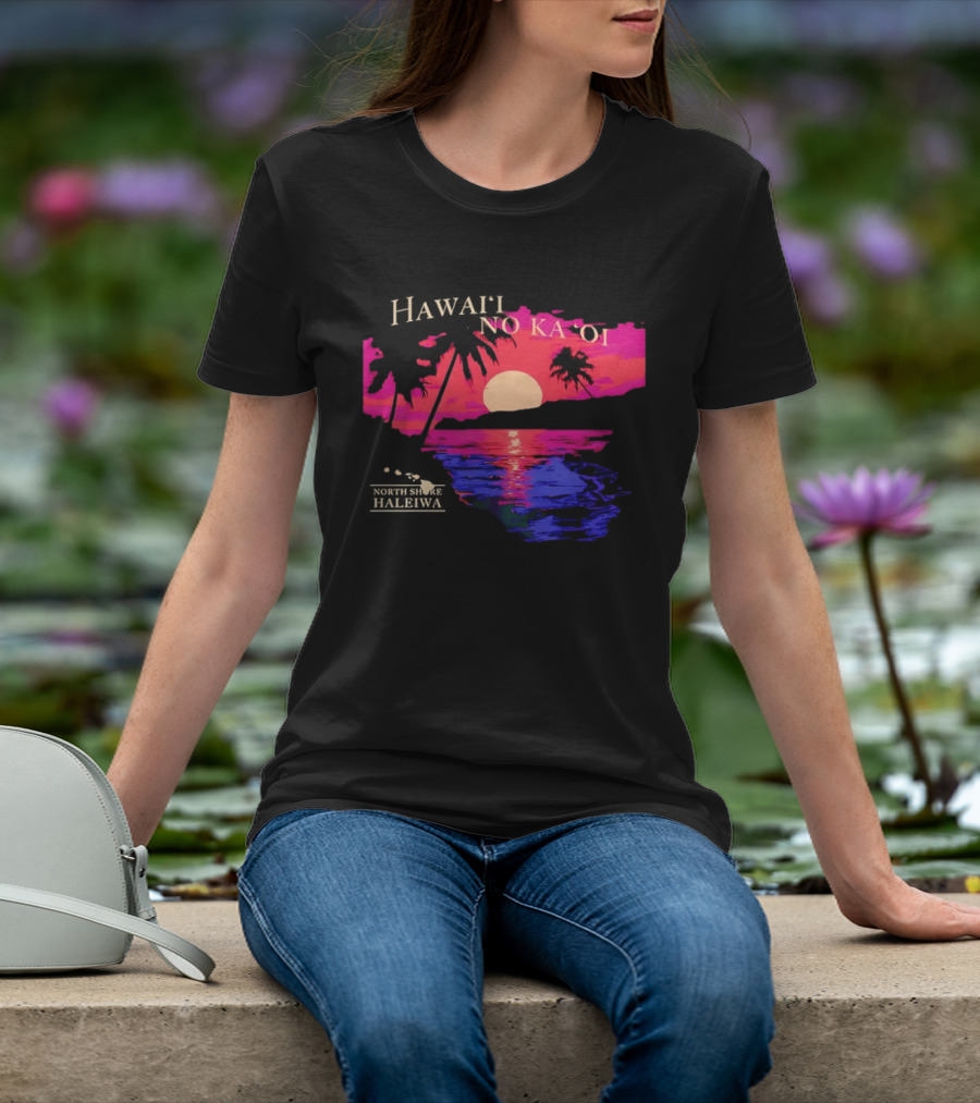 Hawai'i No Ka 'Oi Sunset Behind Mountains North Shore Haleiwa T-Shirt