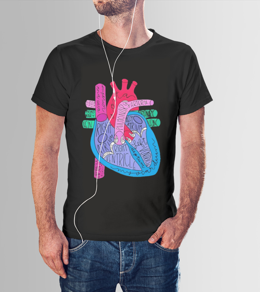 Heart Anatomy Aorta Pulmonary Artery Superior Vena Cava Right Atrium Ventricle Diagram T-Shirt