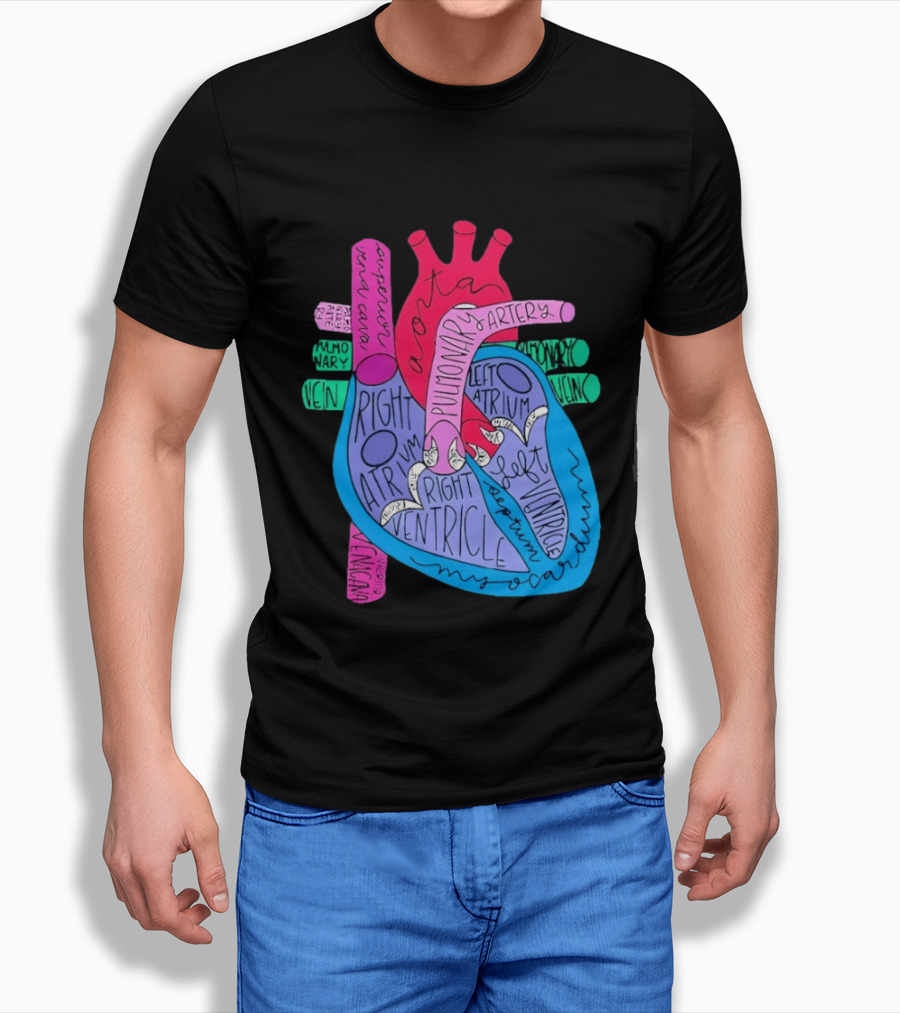 Heart Anatomy Aorta Pulmonary Artery Superior Vena Cava Right Atrium Ventricle Diagram T-Shirt