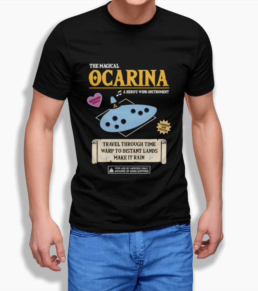 The Magical Ocarina A Hero's Wind Instrument Control Sun Phases Travel Through Time Warp To Distant Lands Make It Rain T-Shirt