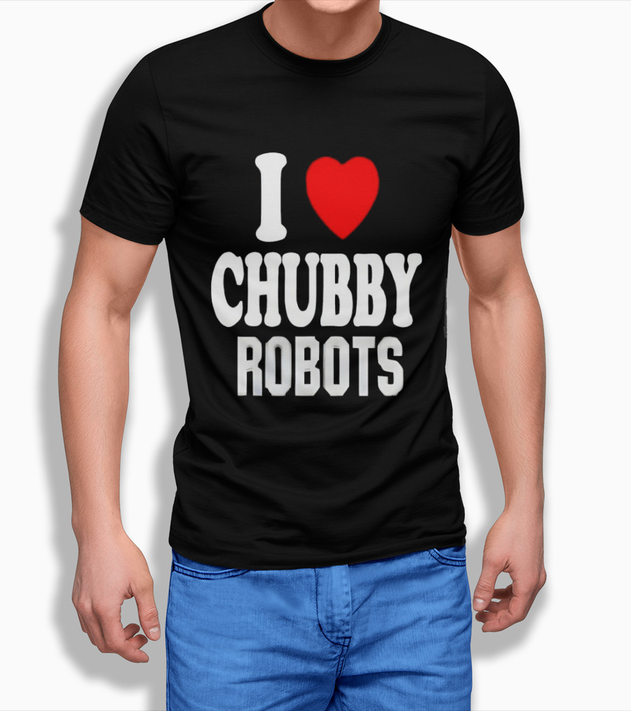 I Love Heart Chubby Robots T-Shirt