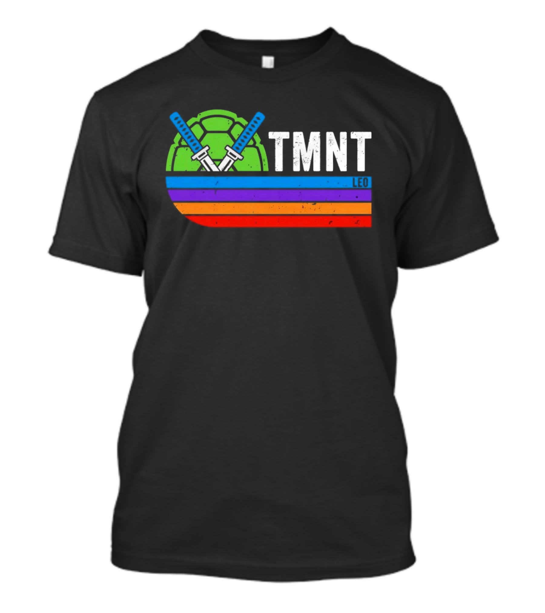 TMNT Leonardo Leo Swords Turtle Shell Colorful Stripes T-Shirt
