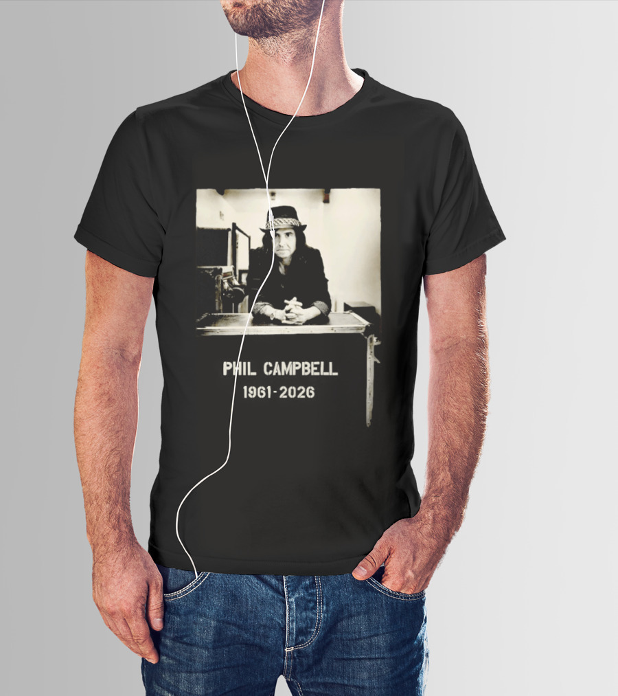 Phil Campbell 1961 2026 Retro Style Musician Hat Fashion T-Shirt
