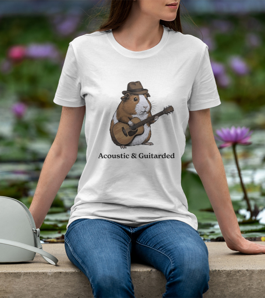 Capybara With Acoustic Guitar And Cowboy Hat Coustic Guitarded T-Shirt