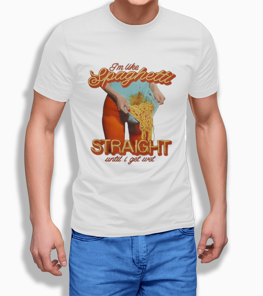 Spaghetti Straight Until I Get Wet Funny Meme T-Shirt