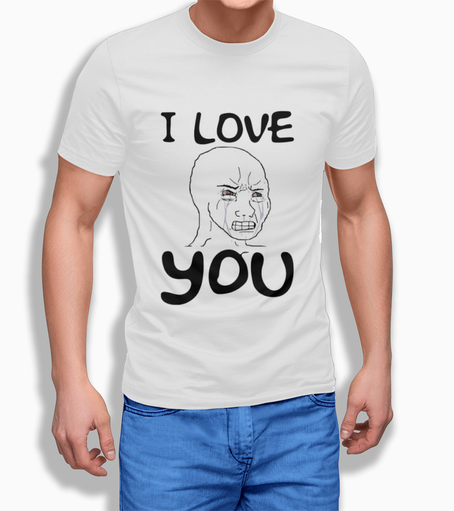Wojak Crying I Love You Meme T-Shirt