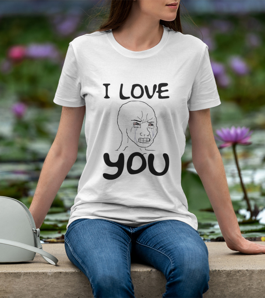 Wojak Crying I Love You Meme T-Shirt